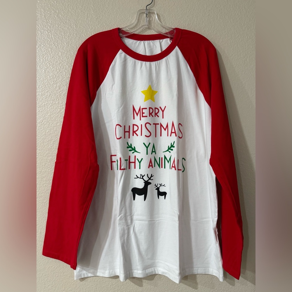 Festive Holiday Raglan Shirt Sz XL